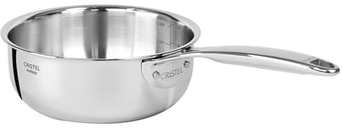 Cristel Castel'Pro Ultraply - Cacerola de acero inoxidable, 0.9 cuartos de galón, construcción de 3 capas