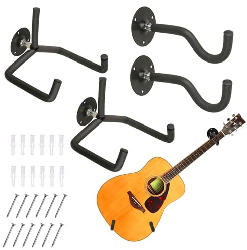 Yumzeco TTCR-II 2 Stück Gitarrenhalter für Die Wand Schräg, Gitarren Wandhalterung Akustik Klassische Gitarren Ständer Wandhalter Gitarrenständer, Gitarrenhalter Wand Display für Gitarre Banjo