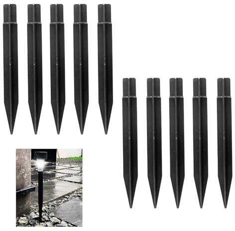 ground spike,abbcdtt Reinforced Ground Spike,solar spike lights,solar torch lights,garden spikes,garden light spikes,spike lights,Landscape Light Holder for Yard Pathway Markers Black(10Pcs)