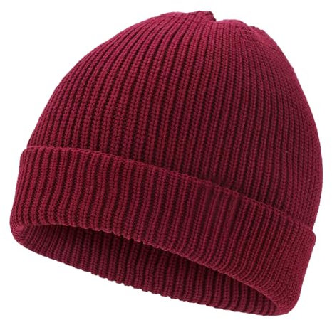 BARFULKER Beanie Mütze Damen Herren, Winter Beanie Mütze Warme Wintermütze Thermo Dehnbare Strickmützen Bequem Wollmütze Winddichte Laufmützen Geschenk Unisex, Rot