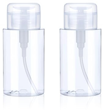 Lot de 2 distributeurs à pompe à acétone transparents à pompe à alcool vides anti-fuite pour vernis à ongles et démaquillant 200 ml