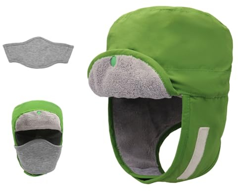 ZALXOZYL Fliegermütze für Herren Mit Wangenschutz Aus Samt Wollige Thermo-Trappermütze für Outdoor-Sport Grün S 54 cm Kinder
