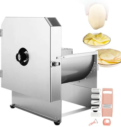 forplubossmmp Cortadora De Verduras Eléctrica, Trituradora De Verduras Comercial 2 En 1 para Rebanar, Cortadora De Frutas Eléctrica Y Manual, De Acero Inoxidable, Fácil De Limpiar,Square