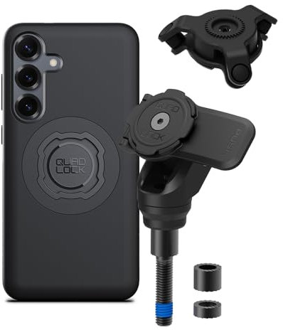 Quad Lock Handlebar Clamp PRO Motorcycle Phone Mount with Vibration Dampener and MAG Phone Case for Galaxy S25+