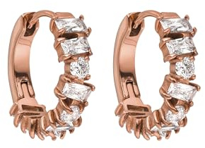 Purelei Damen Creolen Ohrringe – Edelstahl 18K vergoldet/rosévergoldet oder Silber, 17 mm – Weiße Zirkonia – Eleganter Schmuck, hypoallergen, langlebig, modisch