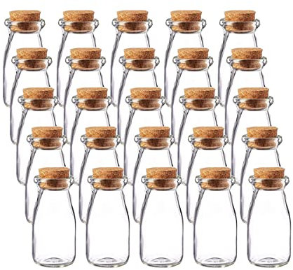 Danmu Art 100ml Glass Jars with Cork Lids - Small Bottles for Crafts, Wedding Favors, Potion Making, DIY Storage & Spices - Easy-Open Decorative Cork, Apothecary Style Vial (100ml-50Pack)