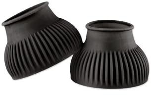 SmartEquine Horse Bell Boots | Pull On Rubber Ribbed Design for Interference Shielding and Lost Shoe Prevention | Durable and Reliable Horse Boots (Large (L))