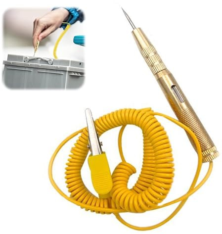 NIYATA Lampe Temoin 12V Mecanicien, Testeur de Circuit Electrique Voiture,Testeur Fusible 12V,Stylo Testeur de Tension,Fil à Ressort Rétractable, Feu Clignotant LED Bicolore, Conducteur en Cuivre Pur