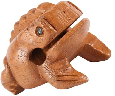 Traditioneller Holzfrosch aus Thailand, Handgeschnitztes Percussion-Instrument, Quakender Glücksbringer & Dekoration, in 5 Größen (Nr.3 10.6cm)