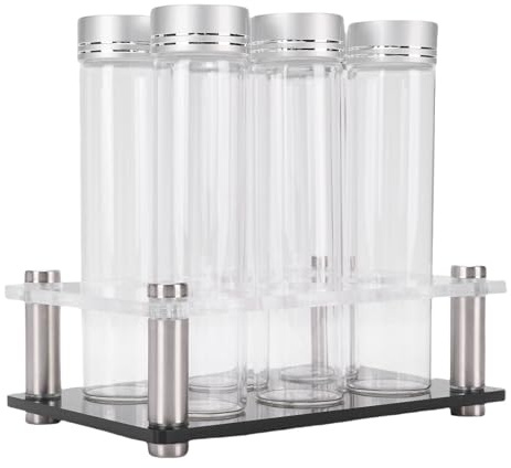 Zerodis Tea Caddy Tea Canister Tubes Set 6pcs Transparent Sealing Dosing Glass Tubes with Display Stand Decorations Suitable for Displaying Dried Fruits Leaves Seasonings Coffee Bean (Small)