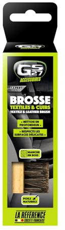 GS27 - Brosse Textiles & Cuirs - Nettoie en Profondeur - Respecte Les Surfaces Délicates grâce à Ses Poils 100% Naturels