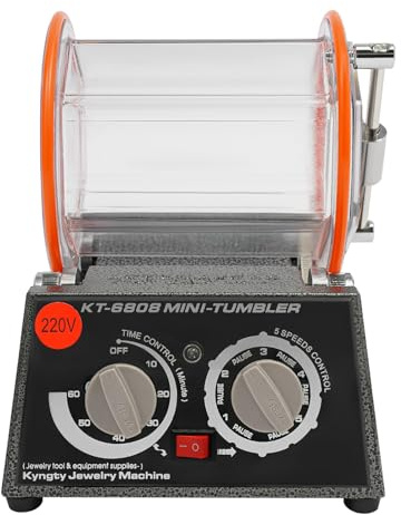 Lucidatrice rotante da 60 W – Mini lucidatrice a tamburo/mulino a sfere, lucidatrice da tavolo con 5 livelli di velocità per la lucidatura di gioielli