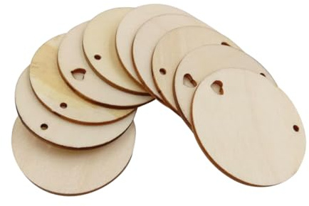 DOITOOL 10piezas Madera Placas Forma De Corazón Adornos Colgantes Para Manualidades