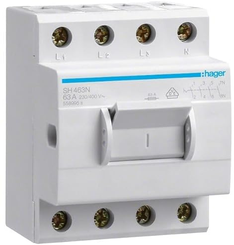 HAGER SH463N Ausschalter 400 Volt 4x 63 Ampère für Hutschiene 3P+N