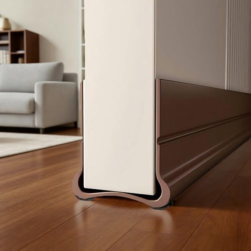Wendict Paraspifferi per Porte, 93cm Silicone Guarnizione Porte, Protezione Freddo, Protezione Suoni, per porte spesse 3.5 – 5.5cm, con uno Spazio Inferiore di 0.3 – 2.6cm, Marrone