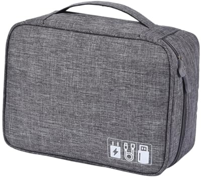 DECORNIJIA Bolsa Organizadora Portátil para Accesorios Electrónicos Resistente al Agua Estuche Multifuncional para Cables y Cargadores para Viaje y Uso Diario Grande Gris