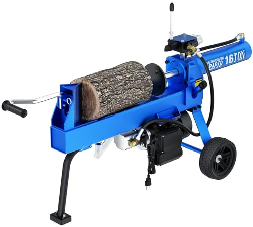 gasxcel 16-Ton Electric Log Splitters for Firewood 21 x 16, Low Noise 17.5Amp Wooden Firewood Splitter W/1600W Brushless Induction Motorm Hydraulic Pump, Electric Wood Splitter for Forestry