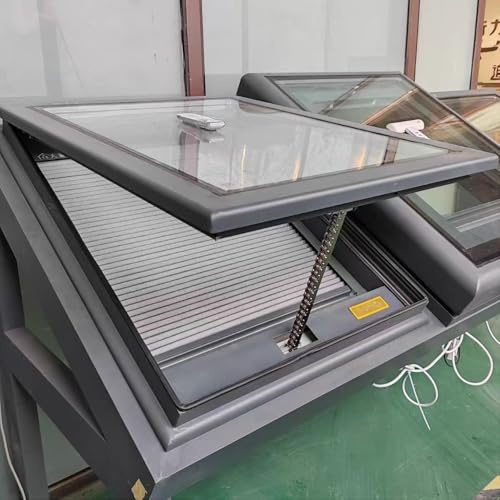Aluminium Electric roof window,skylight roof window with sun protection curtains and mosquito nets,waterproof roof skylight,for lighting and ventilation,A,50x50cm/19.7x19.7in