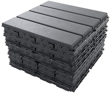 TOPINCN Carrelage de Sol à Emboîtement Résistant aux Intempéries Facile à Entretenir pour les Cours Bords de Piscine Balcons 30 Pièces Carrelage de Terrasse à Emboîtement