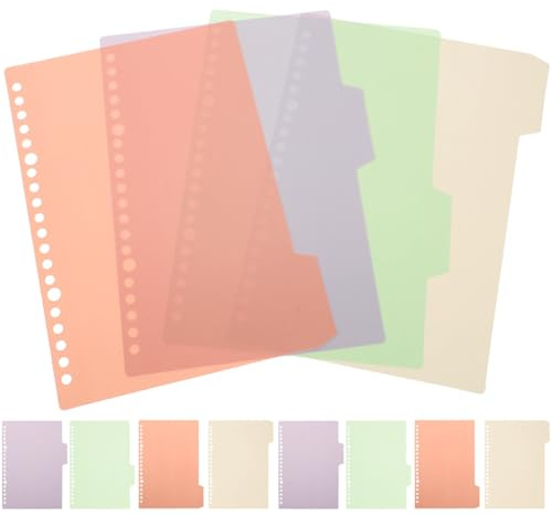 INOOMP Set 12 Divisori per Quaderni A5 in Plastica Pp Linguette Colorate, Indici per Raccoglitori ad Anelli 20 Fori, Etichette per Organizzazione Ufficio e Scuola