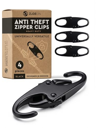 Clips Antivol Double Face pour Fermetures Éclair – 4 pcs, Noir | Mini-Mousquetons, Attaches de Remplacement pour Tirettes de Fermeture Éclair, Sacs à Dos, Bagages, Camping et Voyage