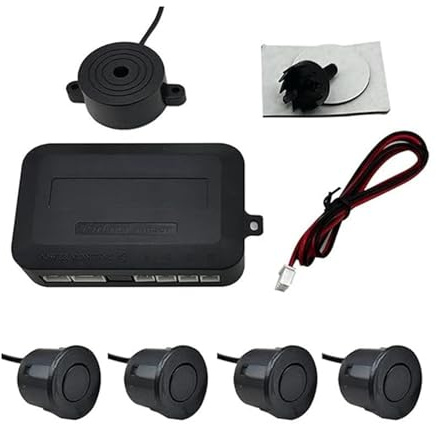 Macchina Sensori Kit Sensore Parcheggio Radar Retromarcia Posteriore Auto 12V 22mm 4 Cicalini Indicatore Avviso Sonoro Retromarcia Sonda(Grey)