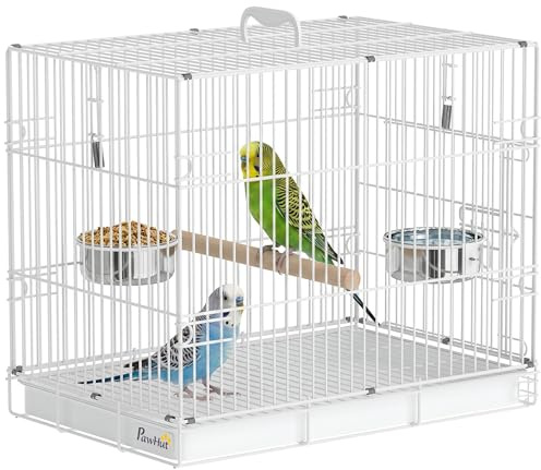 PawHut Vogelkäfig Klappbar Vogelhaus mit Tragegrif 49 x 31 x 40 cm Weiß