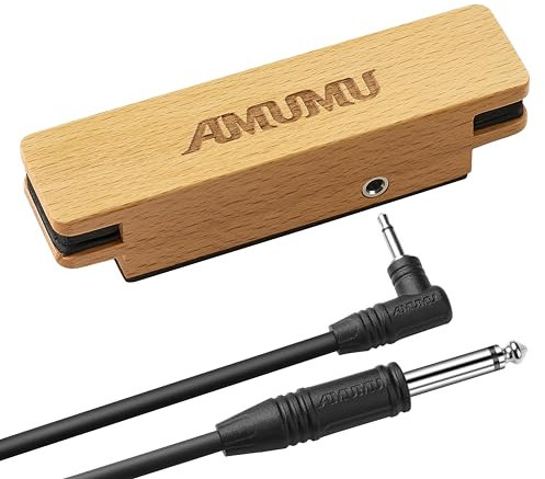 AMUMU SP30 Schallloch-Tonabnehmer Woody Magnetischer Single Coil für Akustikgitarren mit Stahlsaiten