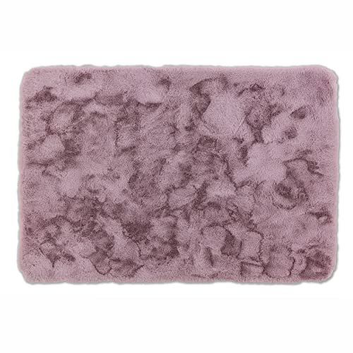 Flauschiger Badezimmerteppich waschbar - Rose 67 x 110 cm (Rechteckig) | Weiche Badematte rutschfest Badewannenmatte Badezimmer Duschmatte Badematte nimmt Feuchtigkeit auf Fußbodenheizung geeignet