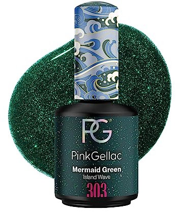 Pink Gellac UV Gel Nagellack - 303 Mermaid Green 15 ml - Lang Anhaltend UV Nagellack Grün - Gel UV für 14 Tage Nägel in Salonqualität - Made in Holland