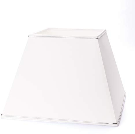 Hochwertiger Lampenschirm Stoffschirm weiß mit Silberkante eckig 30cm x30cm