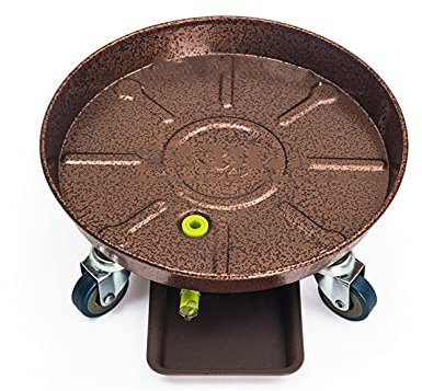 YiHYSj Pflanzenroller mit 8 Rädern 150kg Tragkraft Transporthilfe für Pflanzen Witterungsbeständig Runder Blumentopf Rack Innen-/ Aussenbereich Plants Stand Pallet (Copper,43cm)