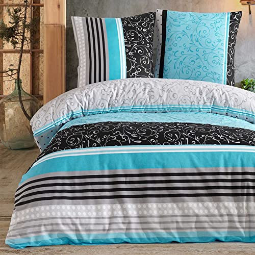 Buymax® Bettwäsche 135x200 100% Baumwolle 4-Teilig Bettbezug - Bettwäsche-Sets 135 x 200cm mit 2 mal Kissenbezüge 80x80cm, ÖKO-TEX Renforcé-Bettdeckenbezüge Set mit Reißverschluss