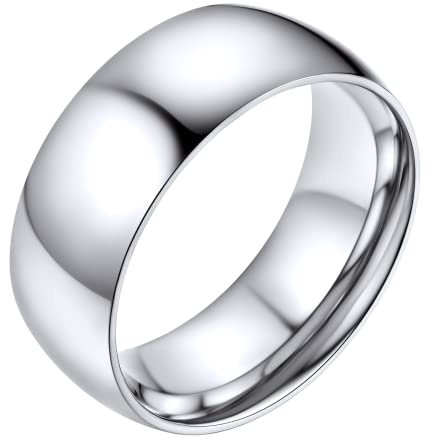 Bestyle Bagues Simples pour Hommes et Femmes 2mm/4mm/6mm/8mm de Large Style Confortable Acier Inoxydable Bague Anneaux Business Quotidienne Punk nom personnalisé Cadeau Souvenir Taille 54-67