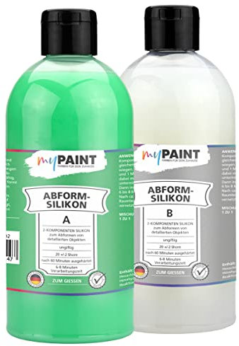 myPAINT® professionelles Abformsilikon 1 kg Set (2x500g) geruchslose 2k Abformmasse Detailgetreu - zertifiziertes flüssiges Silikon