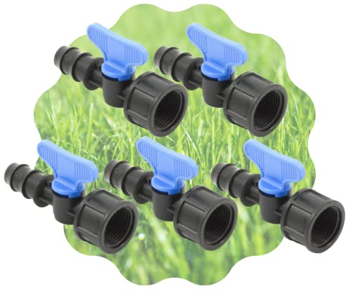 acquaverde Mini Valvola a Cilindro, Rubinetto Portagomma con Filetto Femmina per Impianti, Sistemi e Tubi di irrigazione a Goccia, Nero Made in Italy - Orto Facile (5, 16 mm x 3/4)