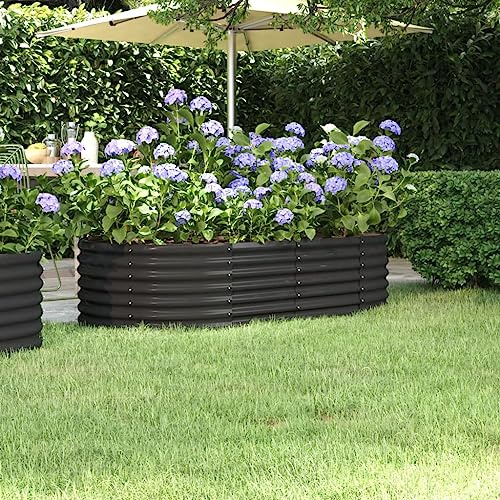 puraday Hochbeete Für Garten 152x80x36 cm Blumenkasten Pflanzkasten Terrasse Pflanzkübel Gemüsebeet Kräuterspirale XXL Hochbeet Metall Hochbeet Stahl Hochbeet Groß XXL Gartenbeet Anthrazit