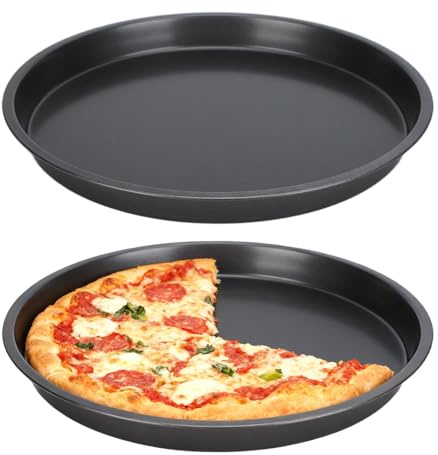2Pcs Carbon Steel Pizza Pans Nonstick Baking Tray Round Oven Sheet (6in) | 1 Inch Thick, Bakeware Deep Dish