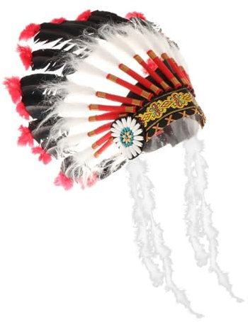 Amagogo Feder Kopfschmuck Stirnband, Haarband Kopfschmuck, American Chief Indian Ureinwohner Hut Kopfbedeckung für Burlesque Festival Mardi Gras, E
