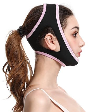 Eljeczt Anti Schnarchen Kinnriemen Schnarchstopper Anti Schnarchen Gurt Gerät Für CPAP Benutzer Schnarchenreduktion Einstellbare Und Atmungsaktive Kopfband Für Männer Frauen, 2er Set,Pink