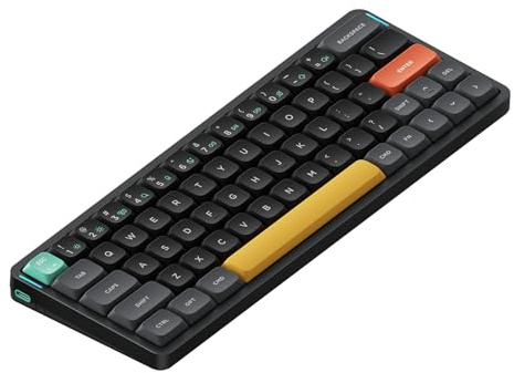 nuphy Air60 V2 QMK/Via Clavier mécanique, 60% Clavier sans Fil ŕ Profil Bas, Bluetooth 5.1, 2.4GHz et Connexion Filaire, Compatible avec Les systčmes Windows et Mac OS - Basalt Black Switch Wisteria
