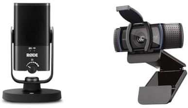 RØDE NT-USB Mini Versatile Studio-quality Condenser USB Microphone with Free Software & Logitech C920S HD Pro Webcam, Full HD 1080p/30fps Video Calling, Clear Stereo Audio