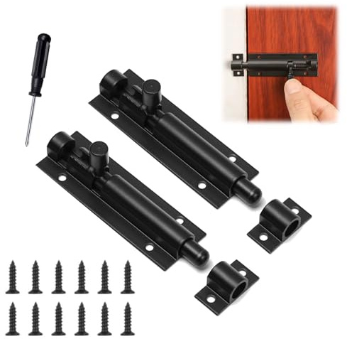 Türriegel,Riegelschloss,Schieberiegel,Türriegel Innen,Bolzenriegel,Riegel Tür,Schlossriegel,Slide Bolt mit Schrauben,Riegel Schiebeschloss für Fenster Holztüren und Möbel,Schlafzimmer,Gartentor,Lager