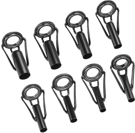 PATIKIL 3-6mm Rohr Durchmesser Angeln Rute Spitzen Reparatur Kit 8Stk Edelstahl Stahl Ring Leitfaden für Salzwasser Süßwasser Angeln Schwarz