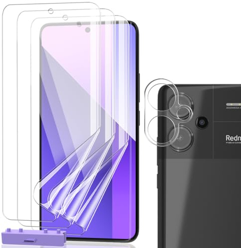AnnhanT Protector Pantalla para Xiaomi Redmi Note 13 Pro Plus 5G Película de TPU Flexible 3 Piezas y 1 Piezas Cristal Templado de Lente de cámara. HD Claro Hidrogel Protector
