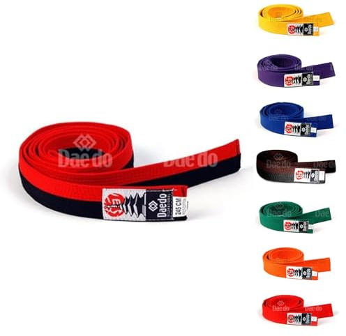 Daedo Taekwondo Color Belt for Adults and Kids, 280 cm/110 Length - Perfect for Martial Arts, Karate, and Taekwondo Training - Red-Black