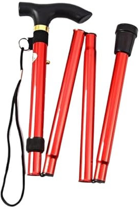 FonHNDG Camping Bergsteigen Stöcke Spazierstock Teleskop Schlagstock Trekking Stöcke Klappstock Krücken Stange Unisex für Camping, Wandern(Red)