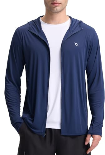 BALEAF Men's Sun Protection Shirts UV SPF UPF 50+ Long Sleeve Shirt Rash Protection Fishing Running Quick Dry Lightweight, blue, M