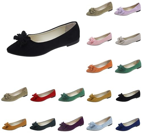 Womens Slip On Ballerina Size 7.5 Formal Casual Pumps Work Smart Office Comfort Shoes Pointed Toe Flats Shoes Ladies Ballet Ballerina Womens Ballet Shoes Black