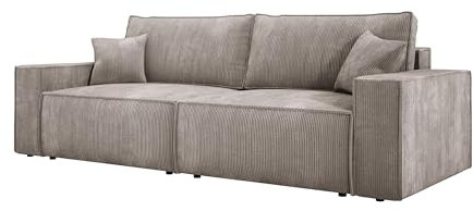 DomoHome Universelles Ecksofa Kasjo Mit Schlaffunktion Und Bettkasten Weicher Cordstoff Flexibel Stellbar Linkes Layout Schlaffläche: 205x135cm Größe: 245x90x83 cm Farbe: Cappucino